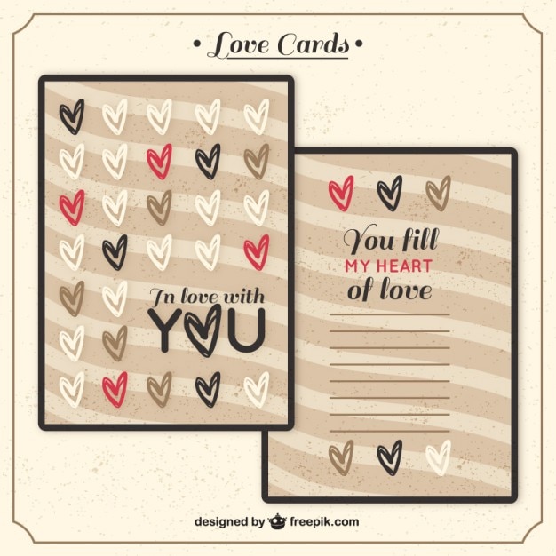 Vetor grátis cartão do amor com corações do doodle