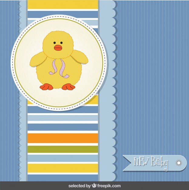 Vetor grátis cartão do chuveiro de bebê com pato engraçado