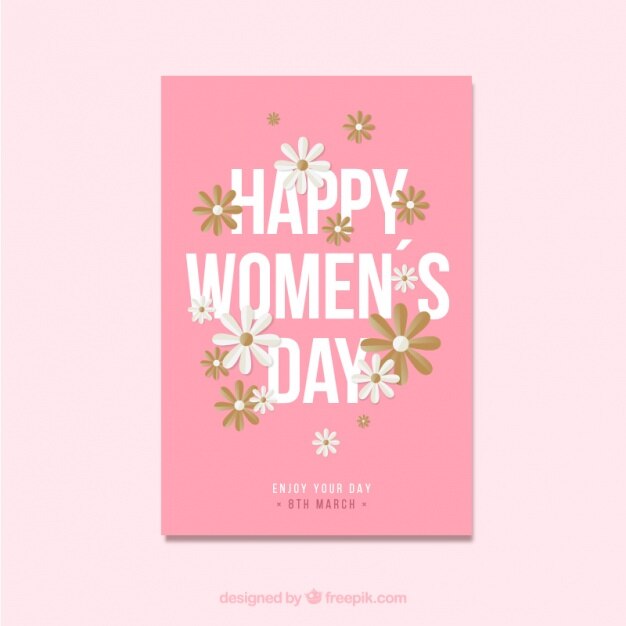 Cartão do dia da mulher com detalhes florais