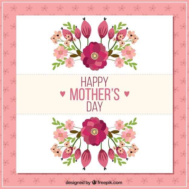 Vetor grátis cartão do dia das mães feliz com flores
