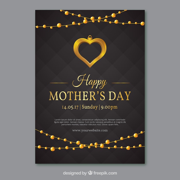 Vetor grátis cartão do dia de mãe elegante com detalhes dourados