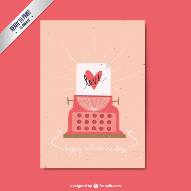 Cartão do dia typewriter valentine