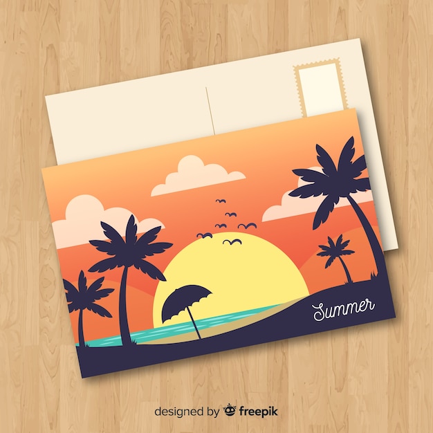 Vetor grátis cartão postal de férias