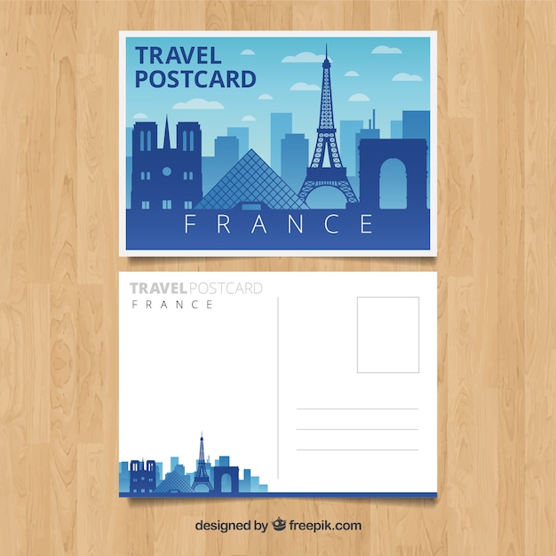 Cartão postal de viagem com a cidade de paris em estilo simples