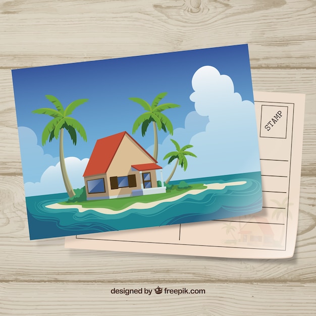 Vetor grátis cartão postal de viagem em design plano