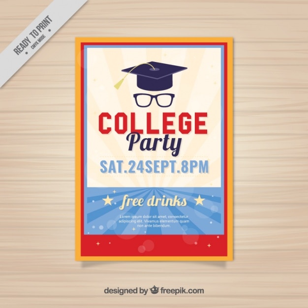 Vetor grátis cartaz bonito para a festa de faculdade