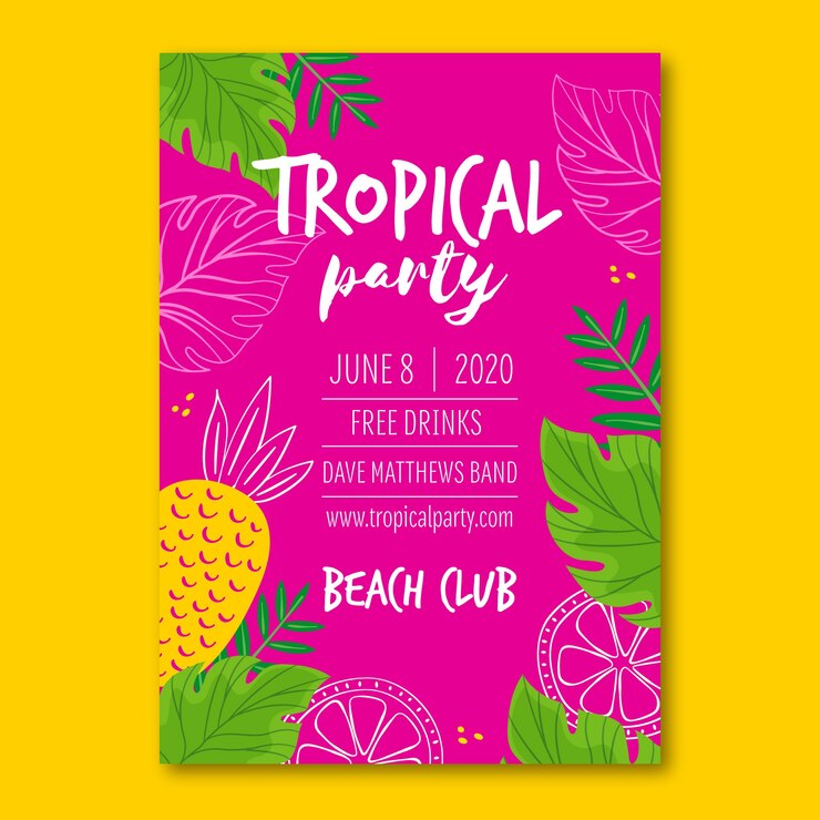 Vetor grátis cartaz com tema de festa tropical