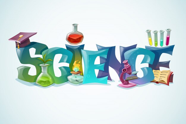 Cartaz da ciência com inscrição decorativa
