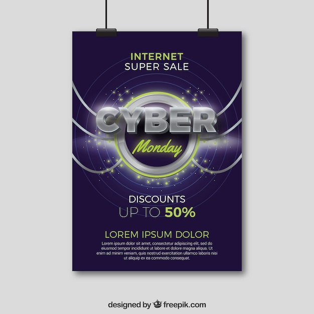 Vetor grátis cartaz da cyber ​​segunda-feira