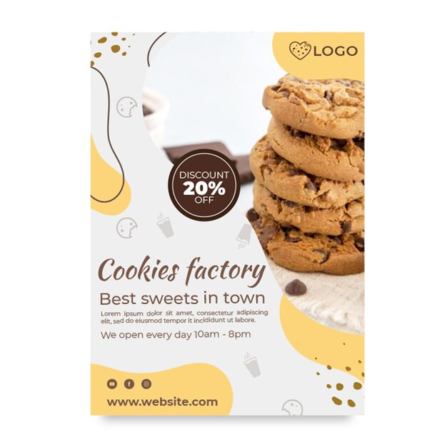 Cartaz da fábrica de biscoitos com desconto
