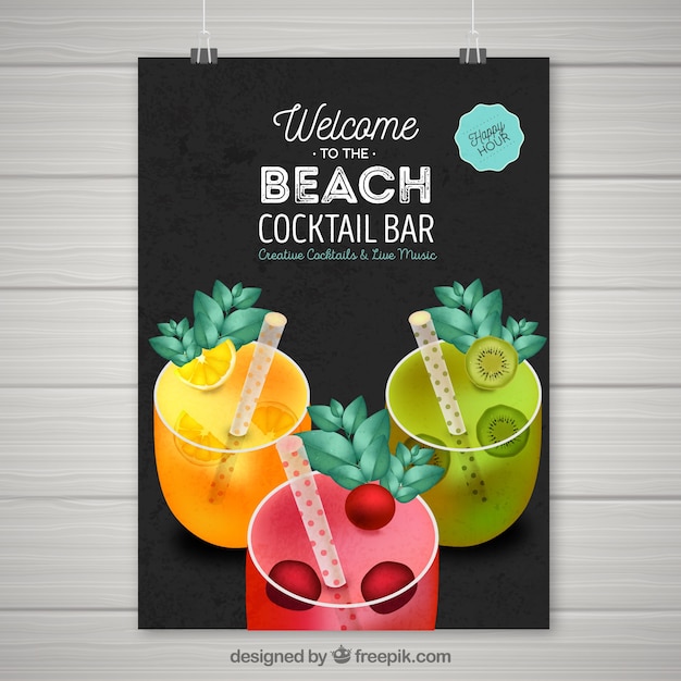 Cartaz da festa da praia com bebidas