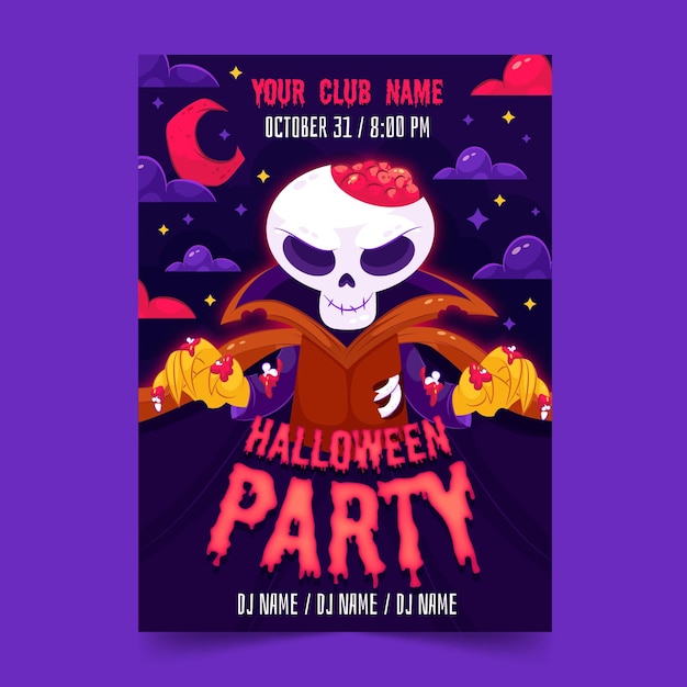 Cartaz da festa de halloween em design plano