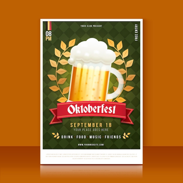 Vetor grátis cartaz da oktoberfest em design plano