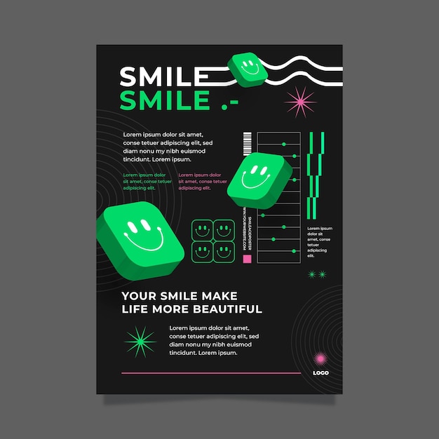 Cartaz de ácido emoji cartaz de design plano