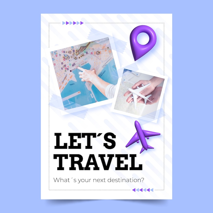 Vetor grátis cartaz de agência de viagens realista com avião