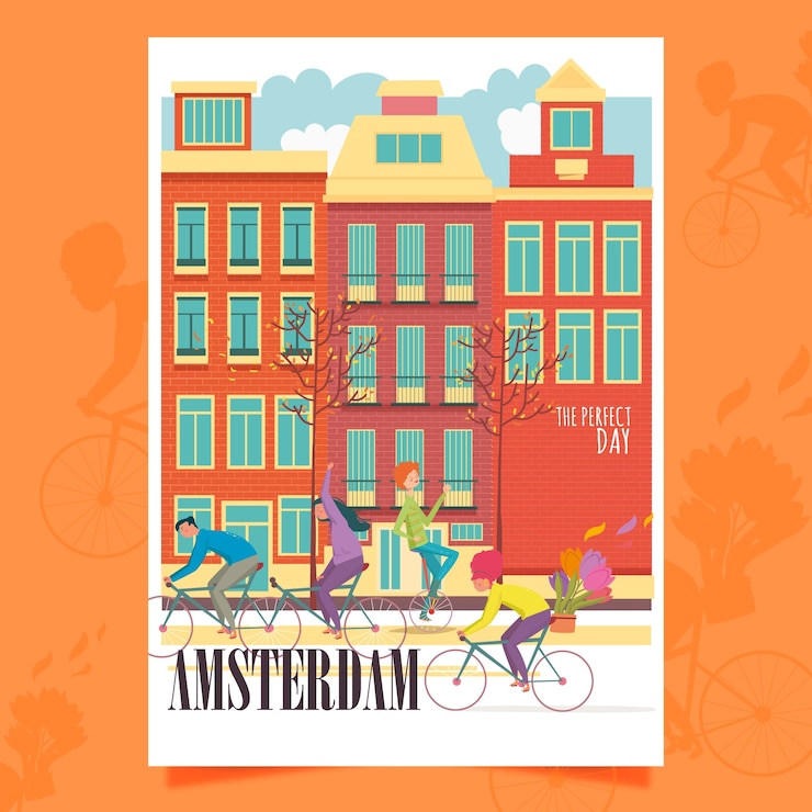 Vetor grátis cartaz de amsterdã