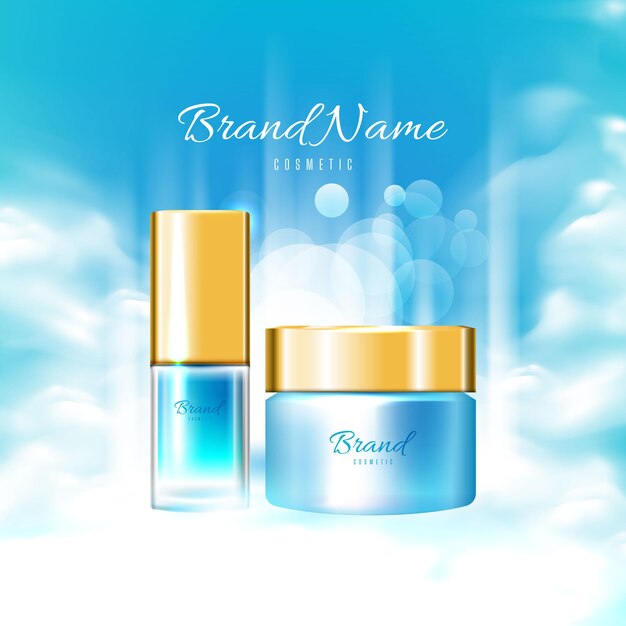 Cartaz de anúncio cosmético azul realista