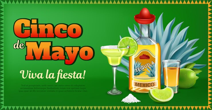 Vetor grátis cartaz de anúncios horizontais de tequila decorado com agave azul e garrafa com tampa em forma de ilustração vetorial realista de sombrero mexicano