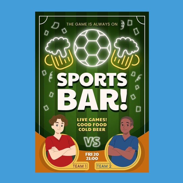 Vetor grátis cartaz de bar esportivo plano