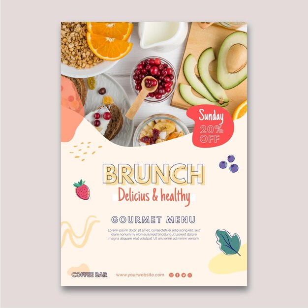 Cartaz de brunch delicioso e saudável