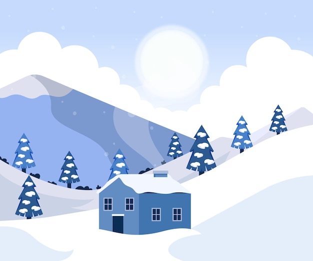 Cartaz de cenário de inverno para plano de fundo de cartão postal ou panfleto