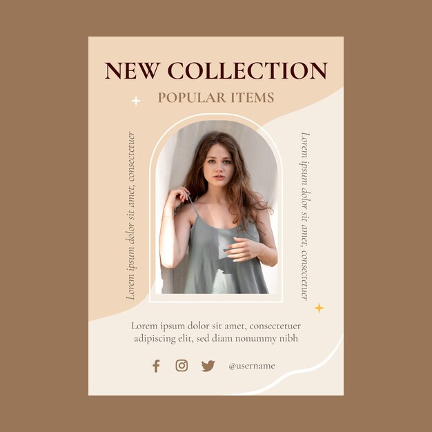 Cartaz de coleção de moda de design plano