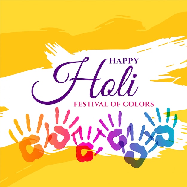 Vetor grátis cartaz de comemoração feliz holi com mãos coloridas