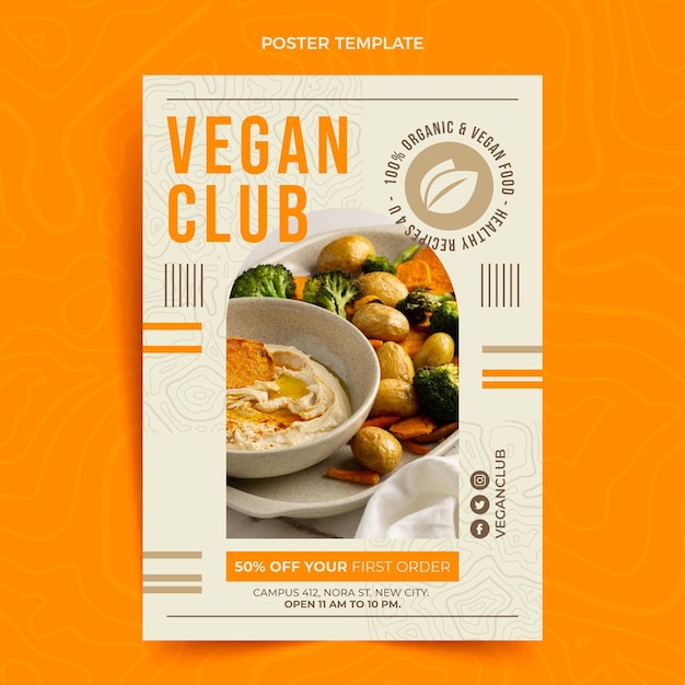 Cartaz de comida de design plano