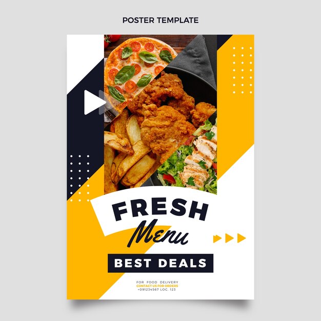 Cartaz de comida de design plano
