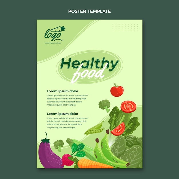 Cartaz de comida orgânica plana