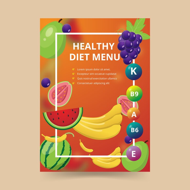 Vetor grátis cartaz de comida para menu de dieta saudável