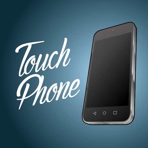 Vetor grátis cartaz de design de dispositivo de smartphone com ilustração de objeto digital e word touch phone
