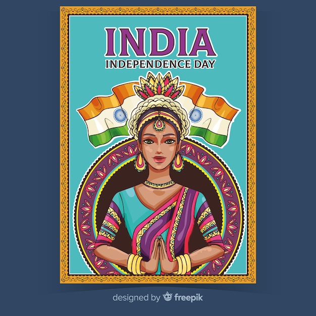 Cartaz de dia da independência indiana decorativa