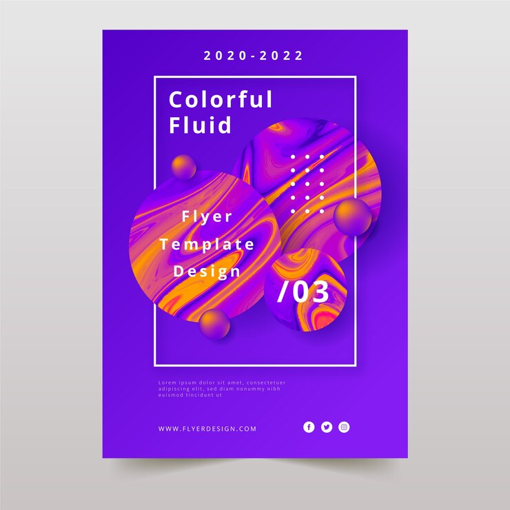 Vetor grátis cartaz de efeito fluido colorido e gotas de óleo abstrato