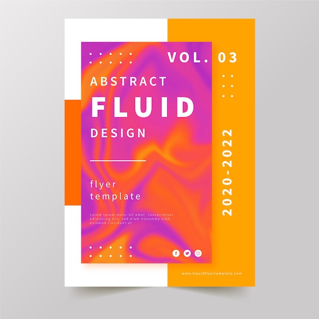 Vetor grátis cartaz de efeito fluido colorido em gradiente laranja e violeta