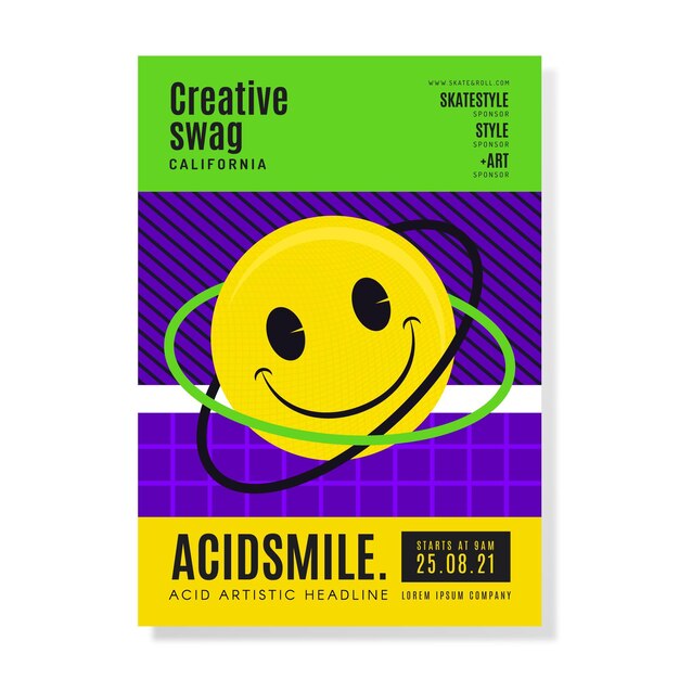Cartaz de emoji flat acid