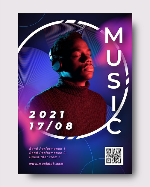 Cartaz de evento de música com imagem