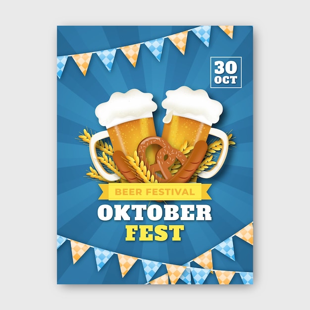 Vetor grátis cartaz de evento realista da oktoberfest