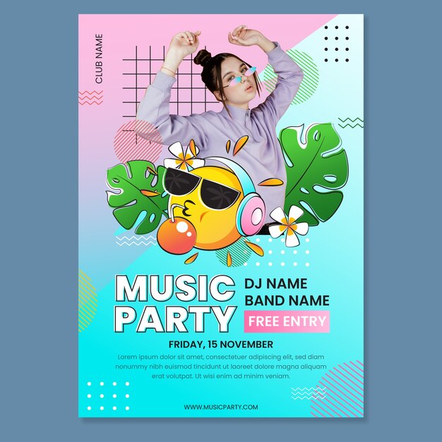 Cartaz de festa cultural zine gradiente