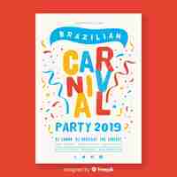 Vetor grátis cartaz de festa de carnaval brasileiro de confete