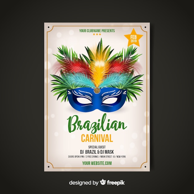 Cartaz de festa de carnaval brasileiro