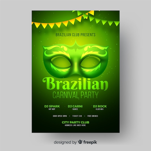 Vetor grátis cartaz de festa de carnaval brasileiro