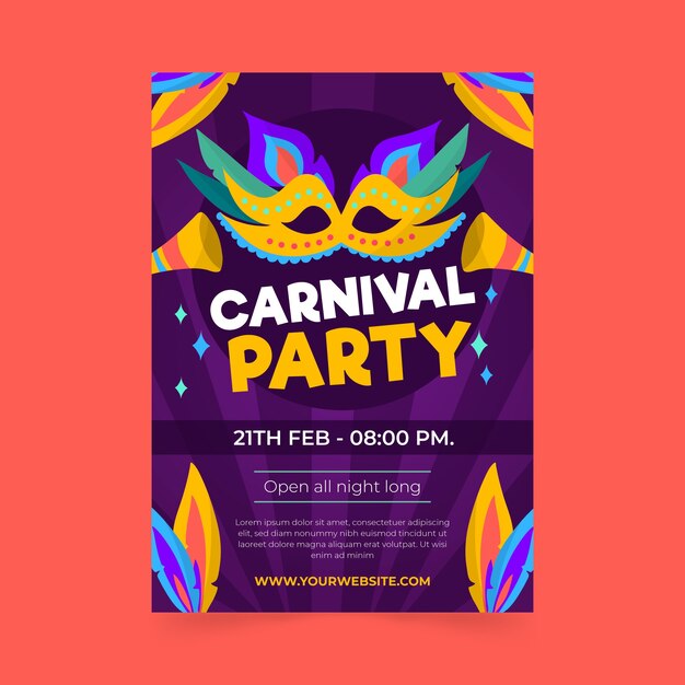 Cartaz de festa de carnaval desenhado de mão