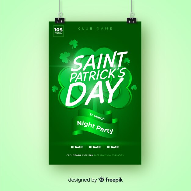 Vetor grátis cartaz de festa de dia de são patrício