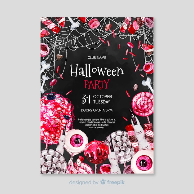 Cartaz de festa de elementos de halloween assustador