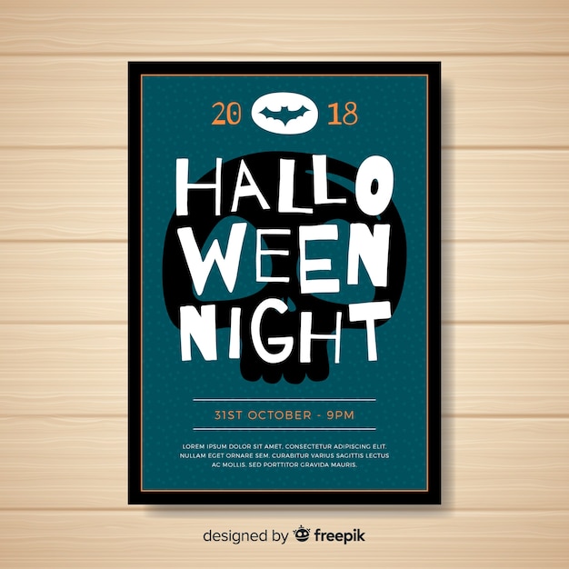 Cartaz de festa de halloween assustador com design liso