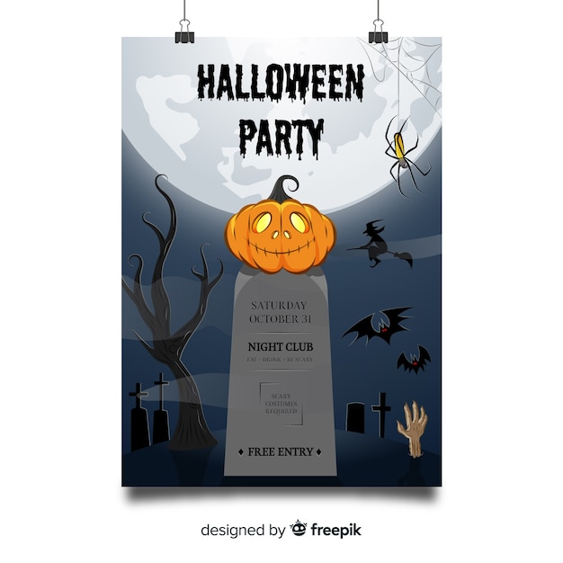 Cartaz de festa de halloween assustador mão desenhada