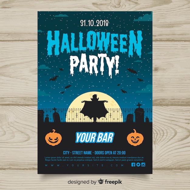 Cartaz de festa de halloween moderno com design plano