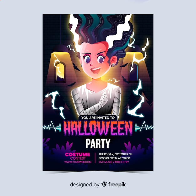 Vetor grátis cartaz de festa de halloween realista