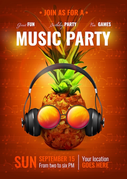 Vetor grátis cartaz de festa de música